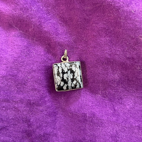VTG TIBETAN SILVER SNOWFLAKE OBSIDIAN PENDANT - Picture 1 of 2